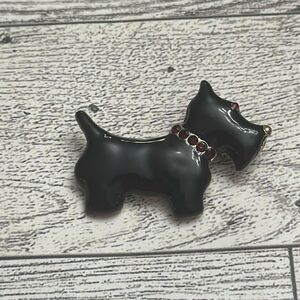 Scottie Terrier Black Enamel with Red Crystal Accents